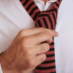 Discount X Schostal Bicolour Striped Knitted Silk Tie For Men