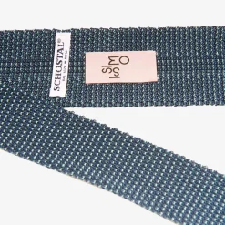 New X Schostal Polka Dot Knitted Silk Tie - Navy For Men
