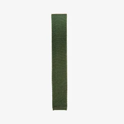 Outlet X Schostal Polka Dot Knitted Silk Tie - Dark Green For Men