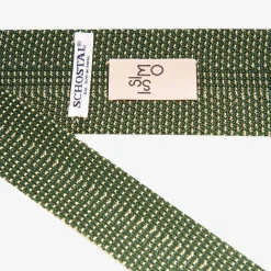 Outlet X Schostal Polka Dot Knitted Silk Tie - Dark Green For Men