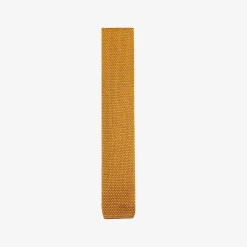 Outlet X Schostal Polka Dot Knitted Silk Tie - Mustard For Men