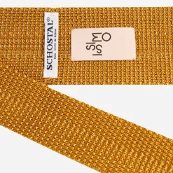 Outlet X Schostal Polka Dot Knitted Silk Tie - Mustard For Men