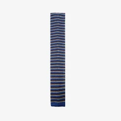 X Schostal Striped Knitted Silk Tie - Multicolor Blue For Men