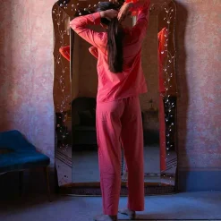 X Schostal Unisex Pyjama - Orange & Turquoise For Men