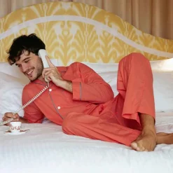 X Schostal Unisex Pyjama - Orange & Turquoise For Men