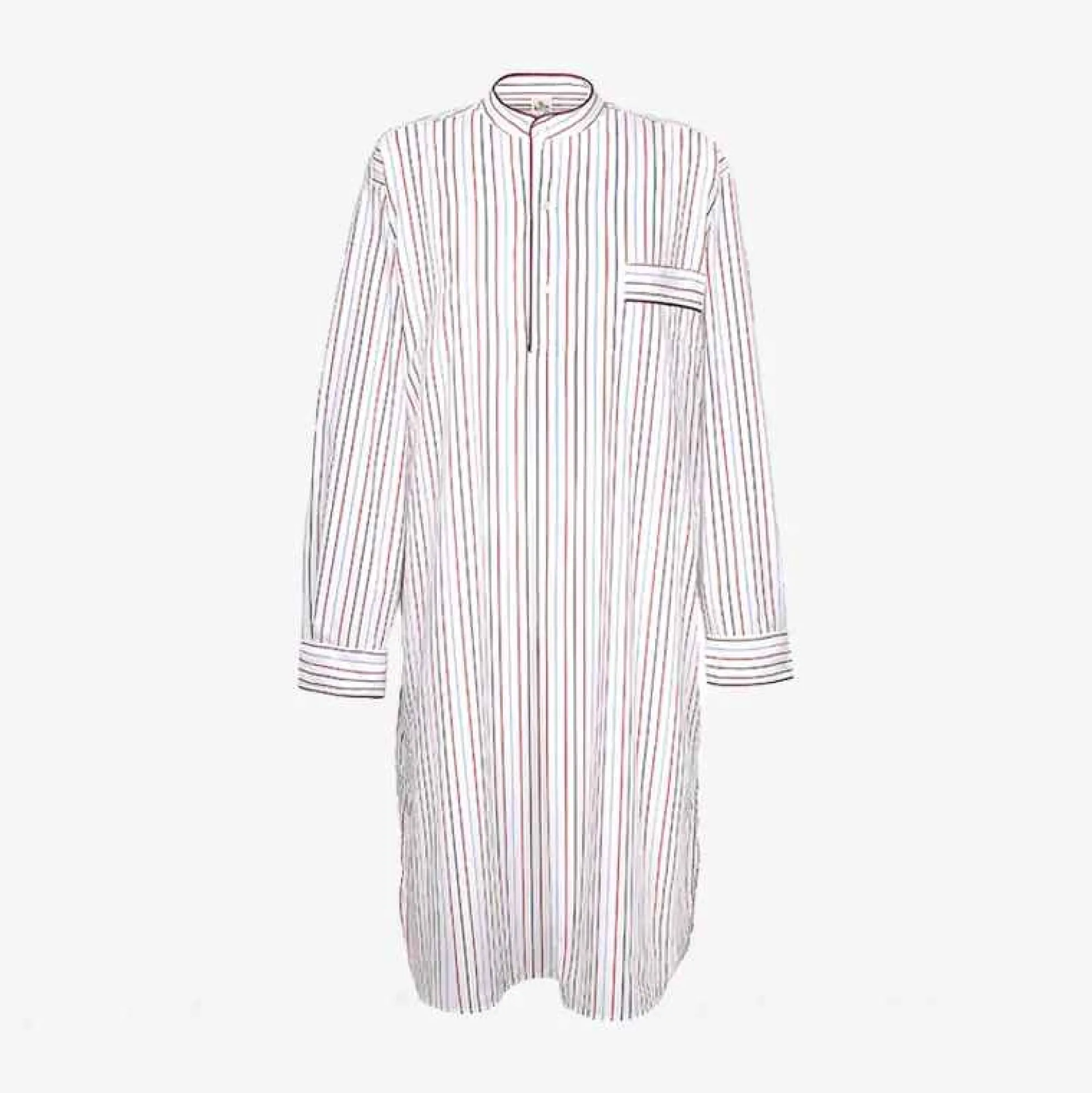 For Men-ISSIMO X Schostal Unisex Nightshirt - White & Multicoloured Stripes