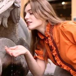 Outlet Donatella Orange Short Sleeve Shirt Tops & T-Shirts