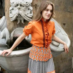 Outlet Donatella Orange Short Sleeve Shirt Tops & T-Shirts