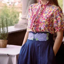 Tops & T-Shirts-Loretta Caponi Donatella Short Pink Sleeve Shirt