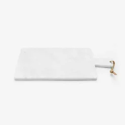 Discount Cutting Board In White Carrara Marble And Leather Lace Kitchen