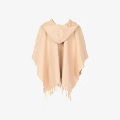 Discount - Fringed Poncho Beige Outerwear