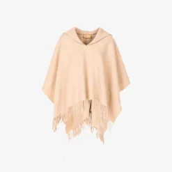 Discount - Fringed Poncho Beige Outerwear