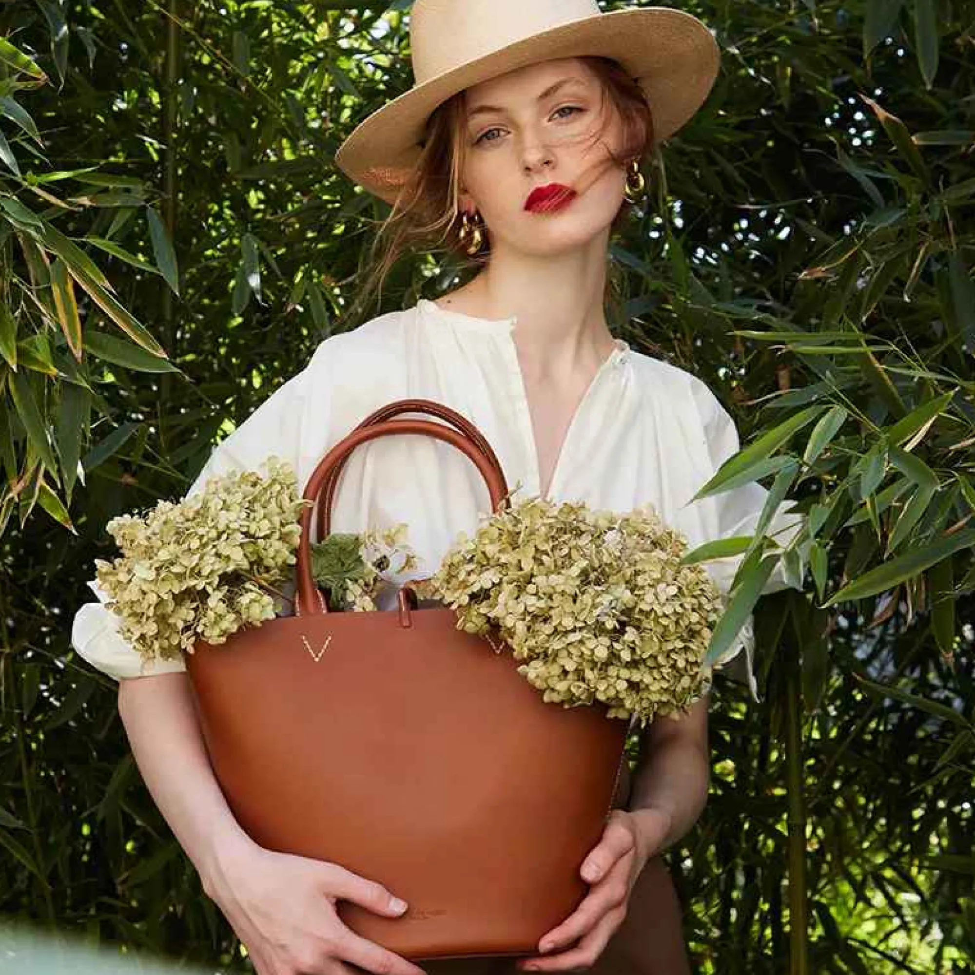 Bags & Accessories-Officina Del Poggio Medium Cesta Tan