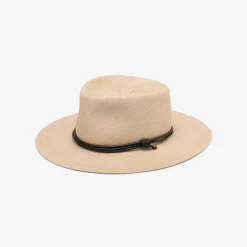 Hot Panama Straw O' Keeffe Hat With Black Leather Natural Nero Accessories