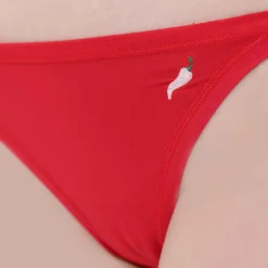 Best Red Slip- In Ecological Fabric With Our Lucky Chili Embroidery Lingerie & Nightwear